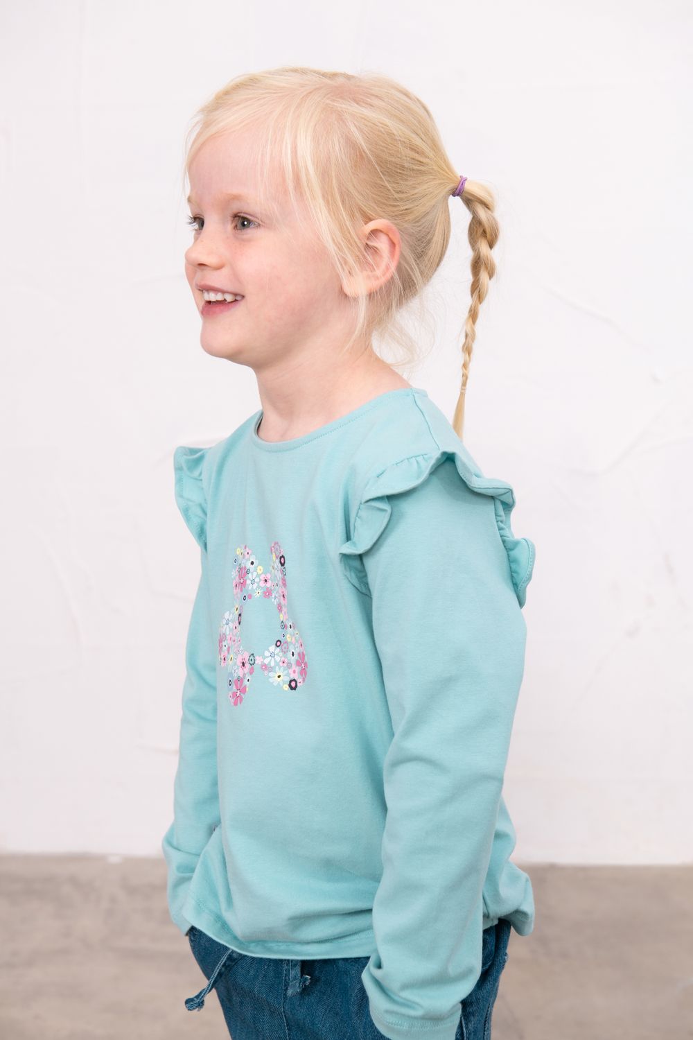 Causeway Long Sleeve Top - Pastel Teal, Size: 1-2Y