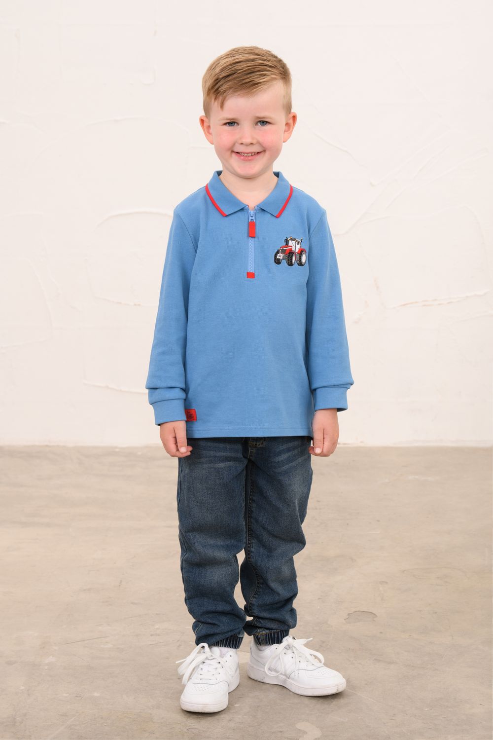 Pier Long Sleeve Polo Top - Red Tractor