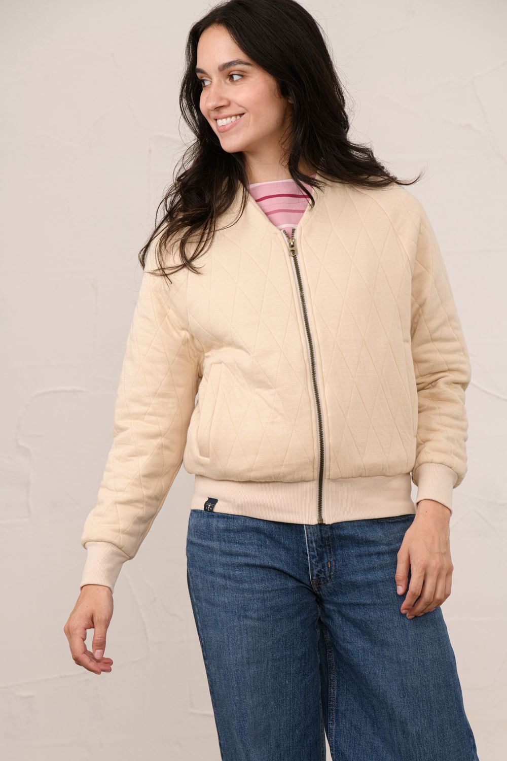 Carys Quilted Jacket - Cappuccino, Size: 8