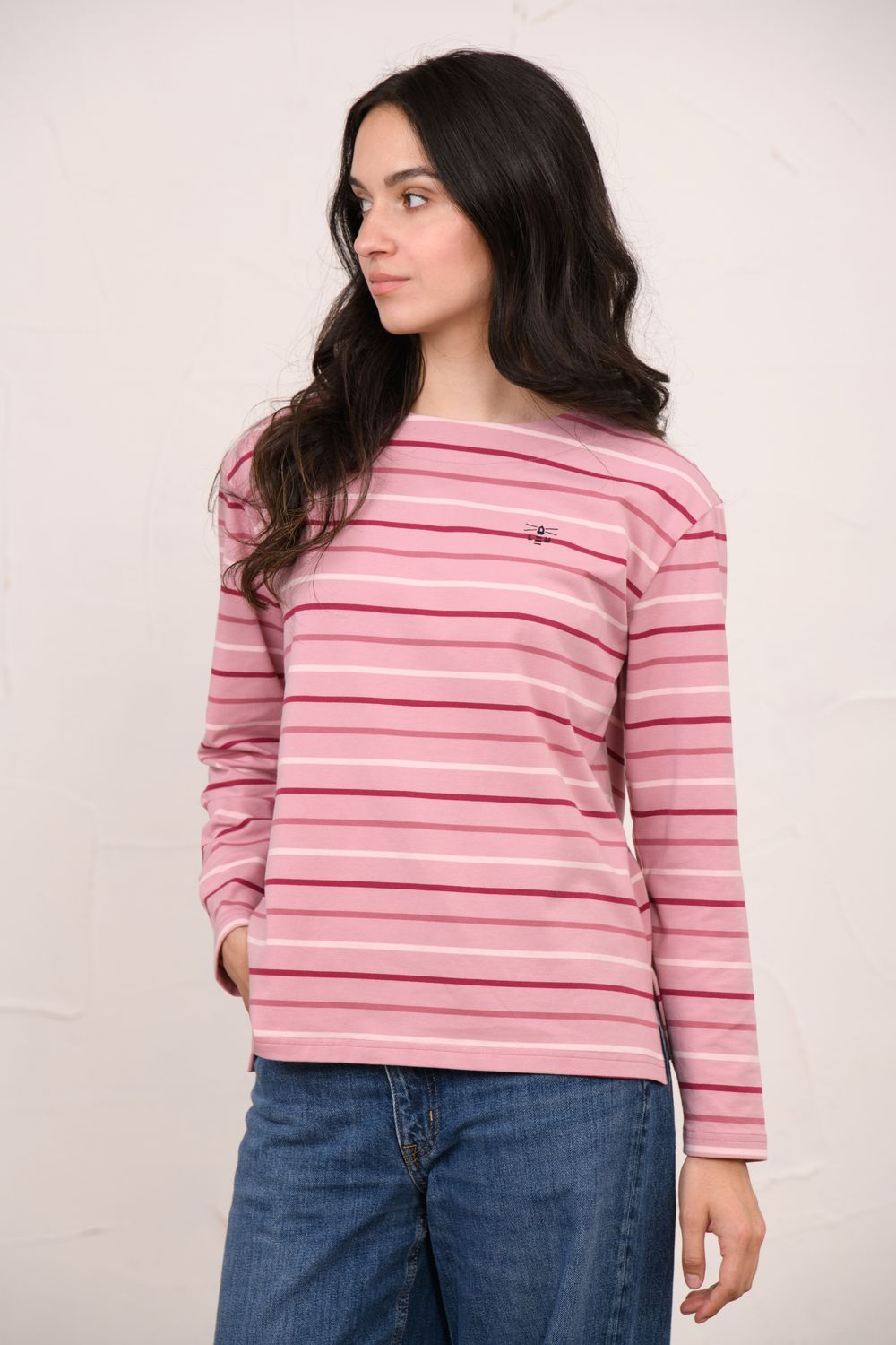 Causeway Breton Top - Wild Rose Pink Berry Stripe, Size: 8
