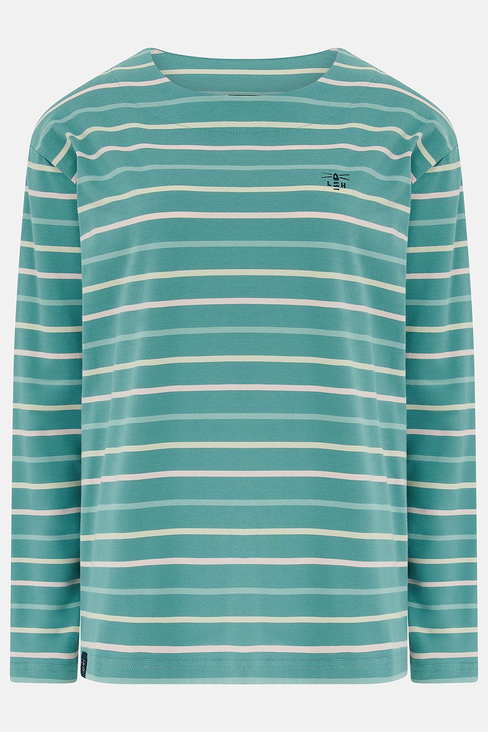 Causeway Breton Top - Duck Egg Pink Stripe, Size: 8