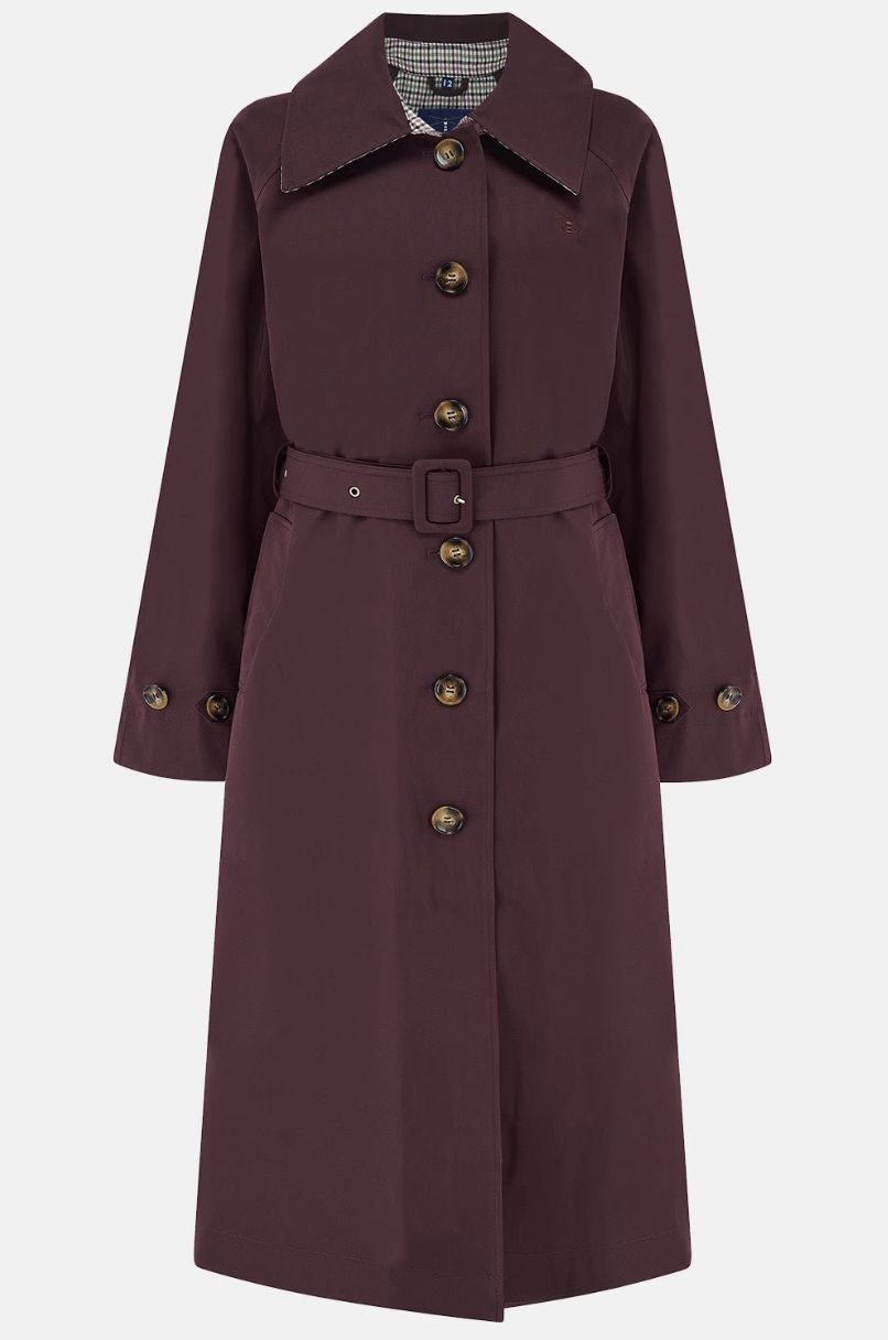Harper Waterproof Trench Coat - Damson, Size: 8