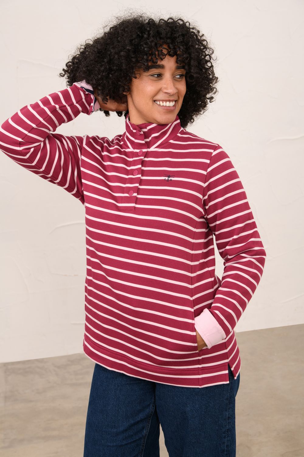 Haven Jersey - Berry Pale Pink Stripe, Size: 8