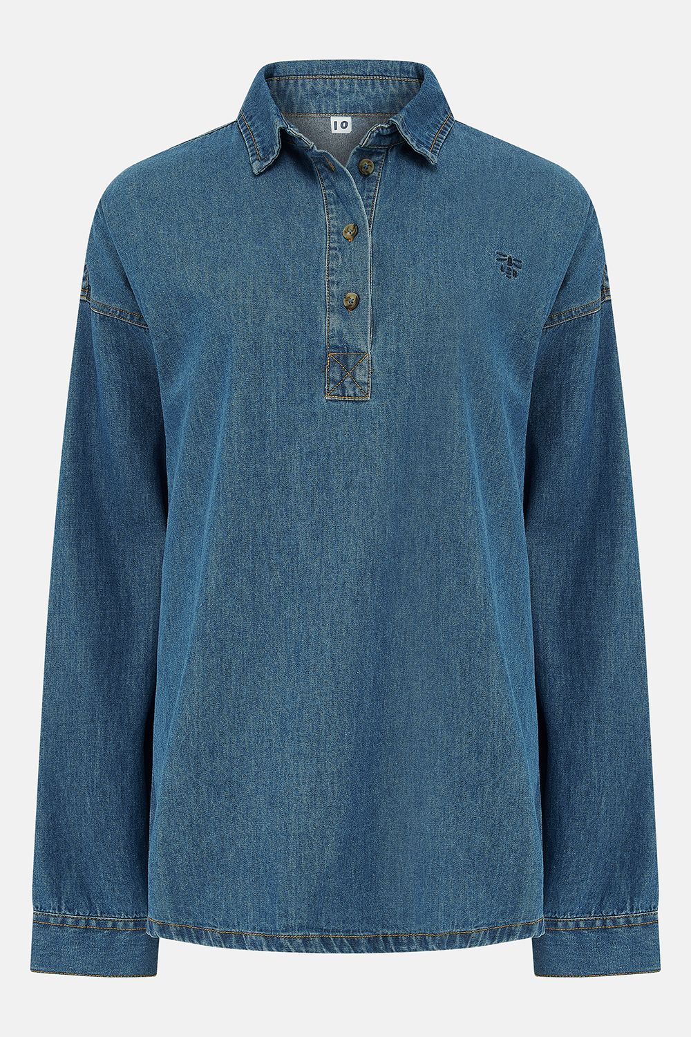 Leona Shirt - Washed Denim, Size: 8