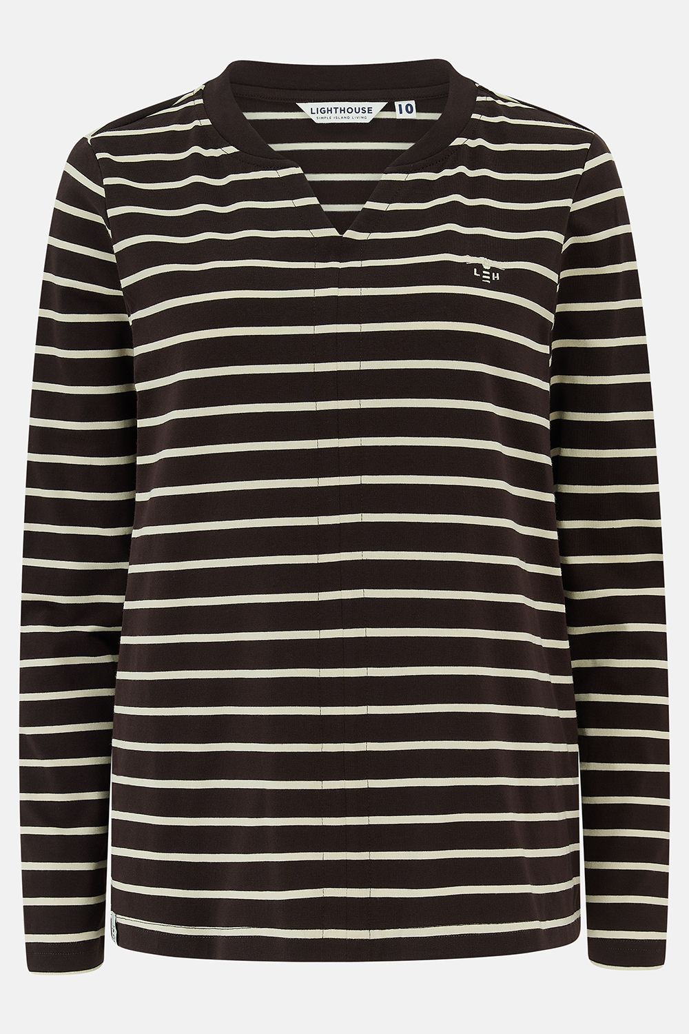 Sorcha Top - Cocoa Cream Stripe, Size: 8