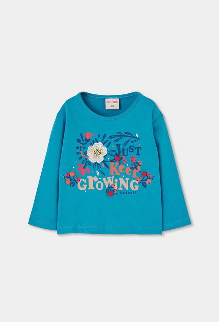 Girls Green Floral Print Knit Top | 314075, Size: 2Y