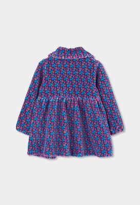 Blue and Pink Floral Print Knitted Dress | 314110