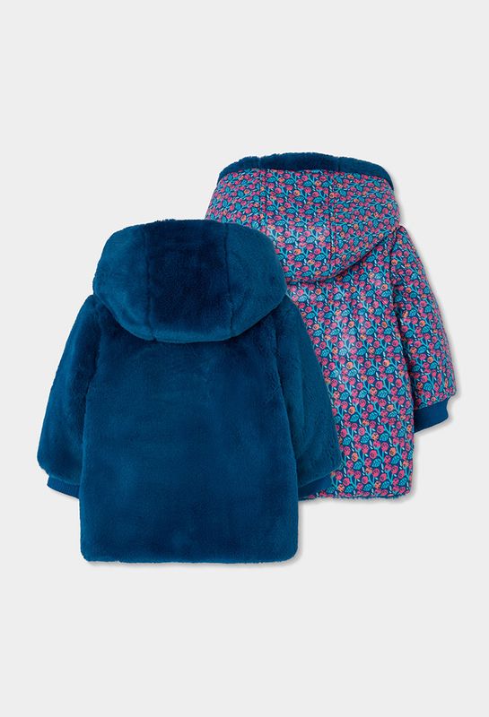 Girls Reversible Technical Fabric Parka Green | 314143