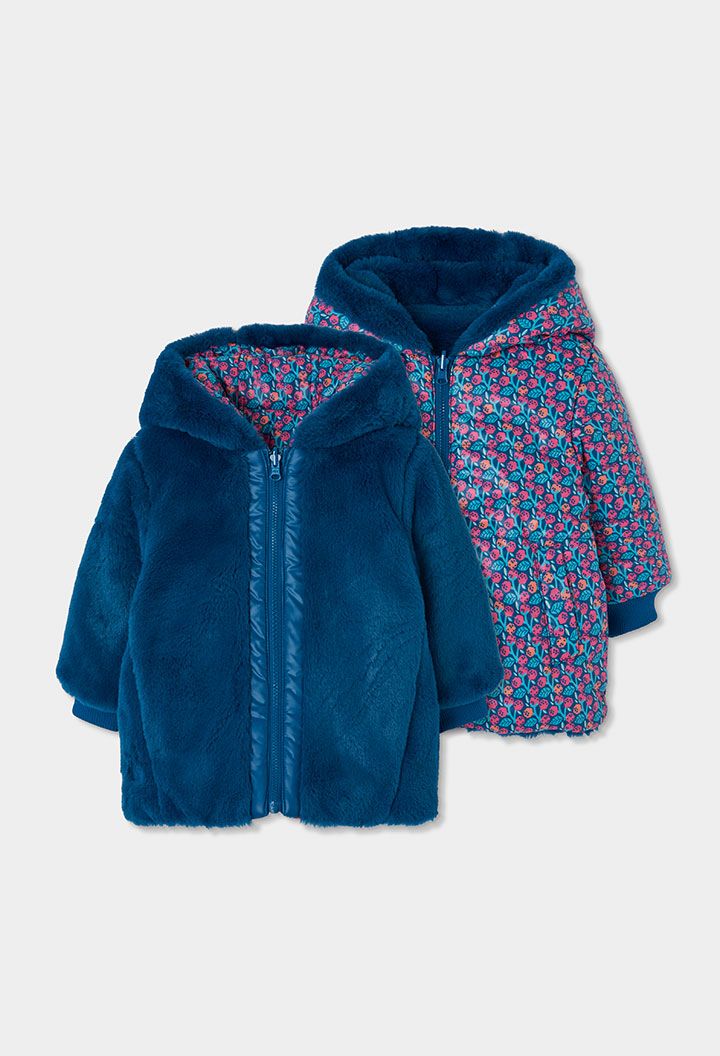 Girls Reversible Technical Fabric Parka Green | 314143, Size: 2Y