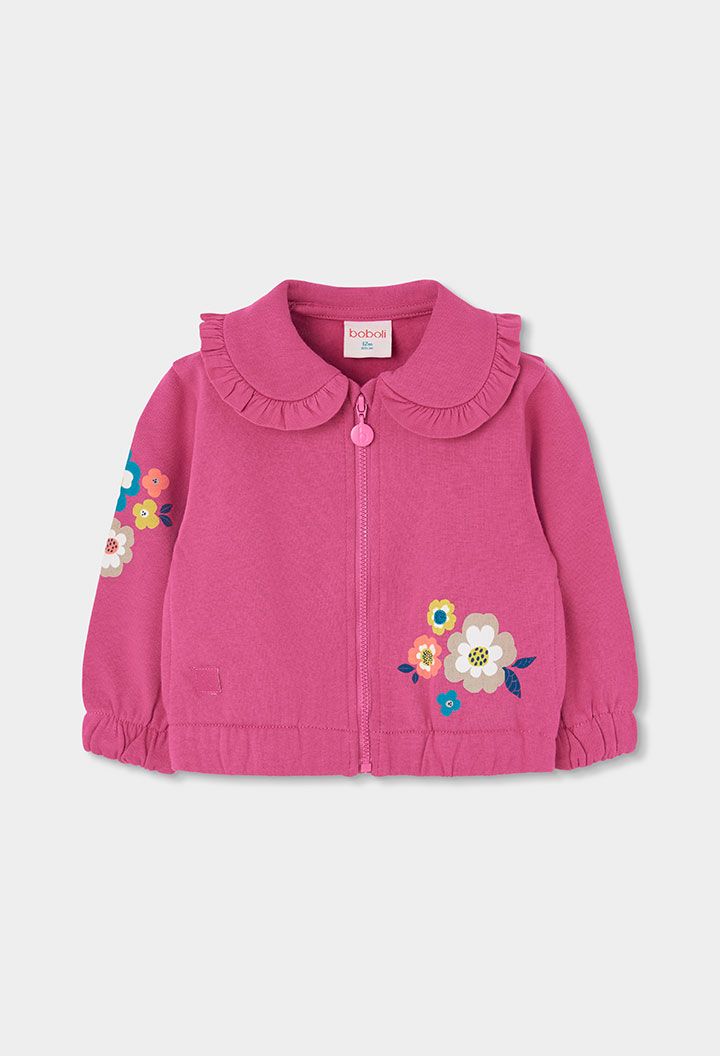 Girls Strawberry Fleece Jacket with Floral Print | 314154, Size: 2Y