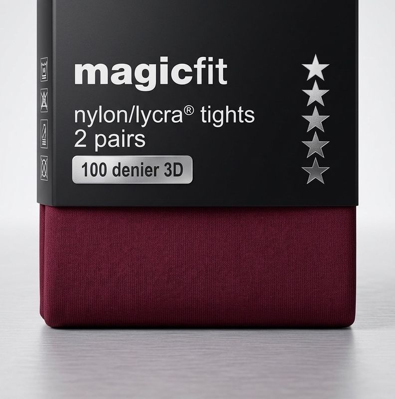 Magicfit Senior 100 Denier 3D Tights 2 Pack | Wine