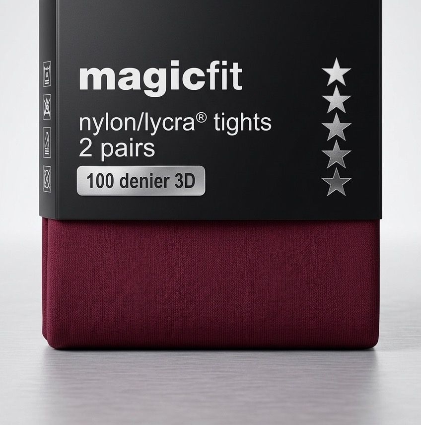 Magicfit Senior 100 Denier 3D Tights 2 Pack | Wine, Size: Ladies