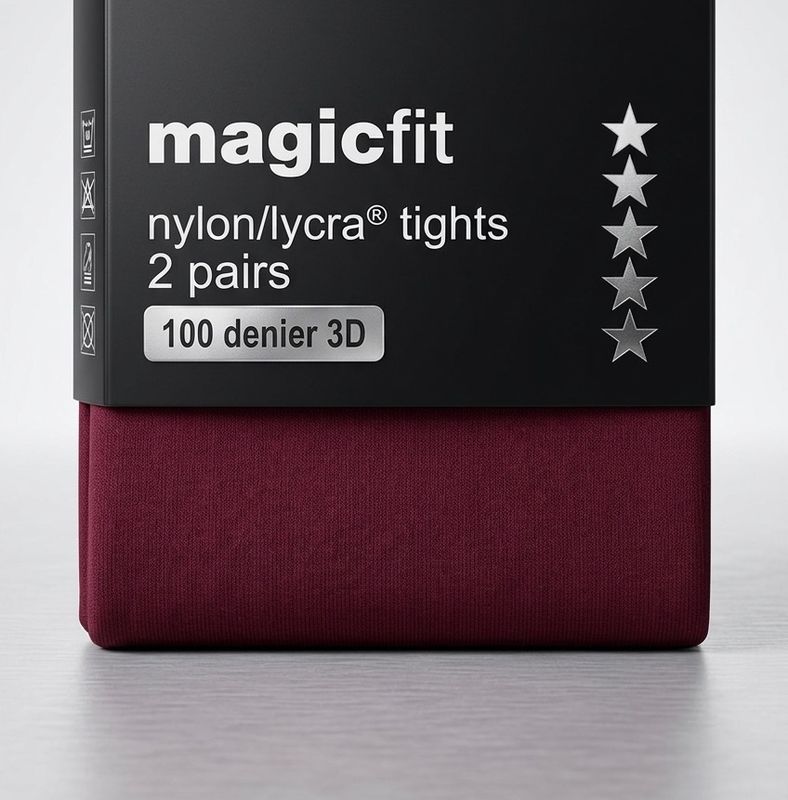 Magicfit Junior 100 Denier 3D Tights 2 Pack | Wine