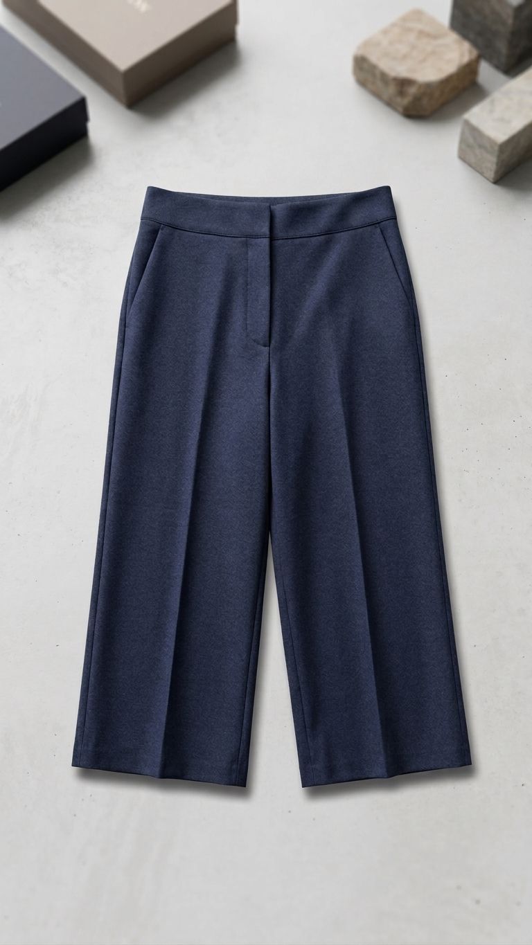 Betty Barclay Cropped Tailored Trousers - Navy, Size: 10, Style: 6066/2420