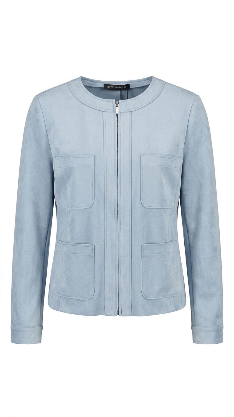 Betty Barclay Faux Suede Jacket - Blue, Size: 10, Style: 4613/1178