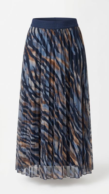 Betty Barclay Animal Print Pleated Midi Skirt - Blue/Brown