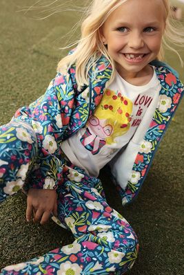 Girls Green Floral Print Plush Jacket | 314165