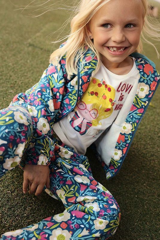 Girls Green Floral Print Plush Jacket | 314165