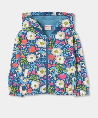 Girls Green Floral Print Plush Jacket | 314165