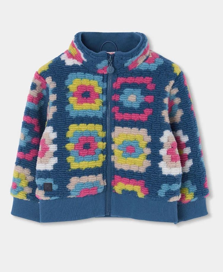 Girls Geometric Print Plush Fleece Coat| 314176, Size: 2Y