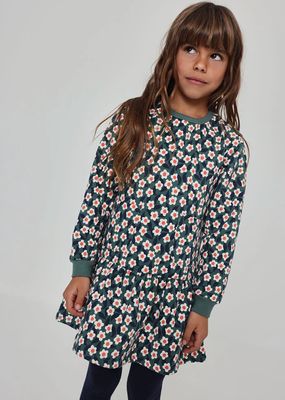 Girls Printed Floral Green Dress | 334000