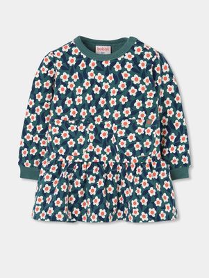 Girls Printed Floral Green Dress | 334000