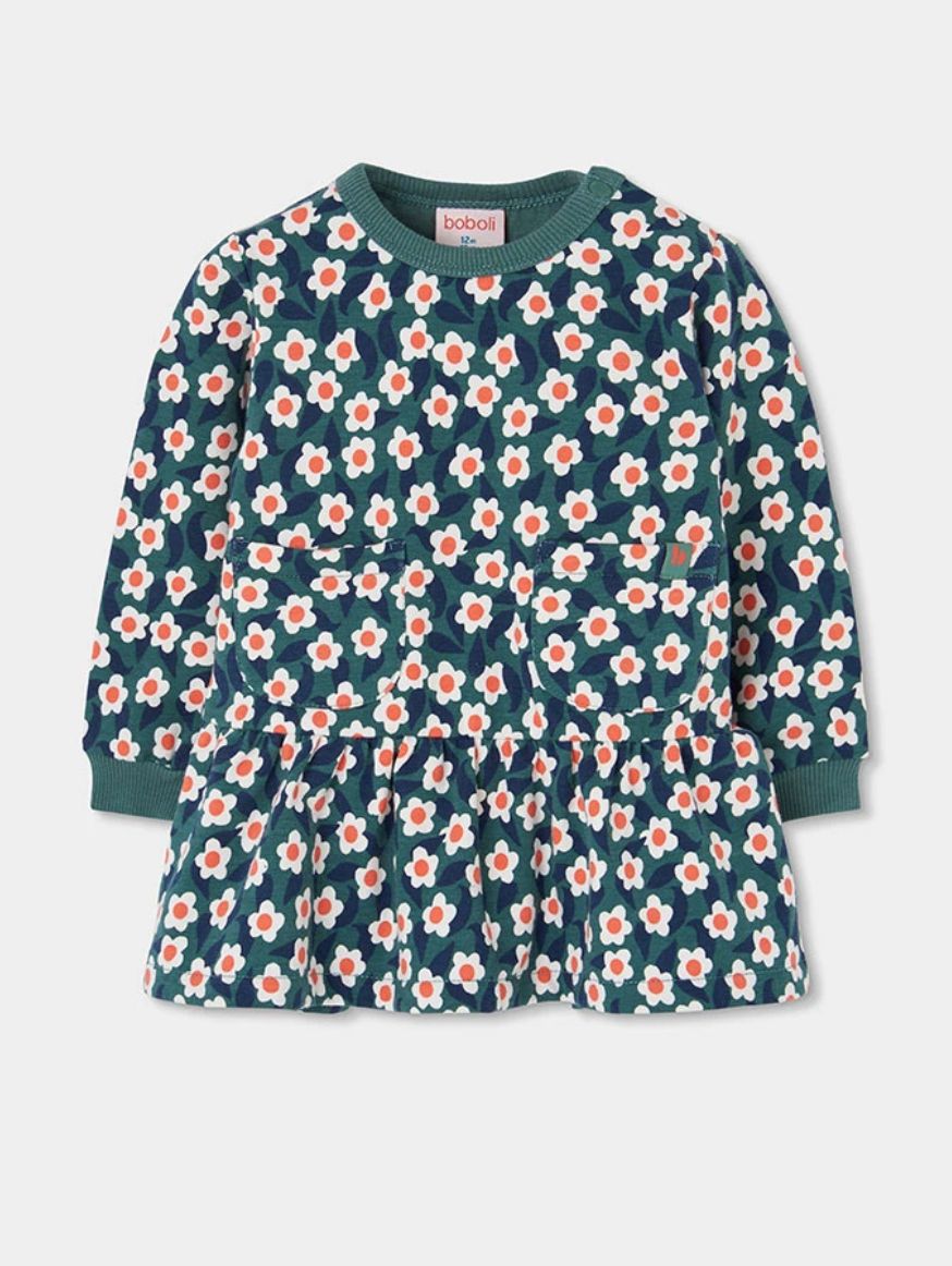 Girls Printed Floral Green Dress | 334000, Size: 2Y
