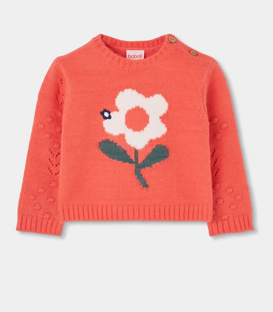 Girls Orange Floral Print Jumper | 334156, Size: 2Y