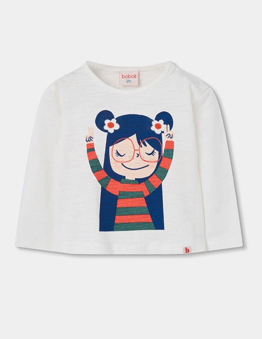 Girl with Glasses White Top | 334101, Size: 2Y