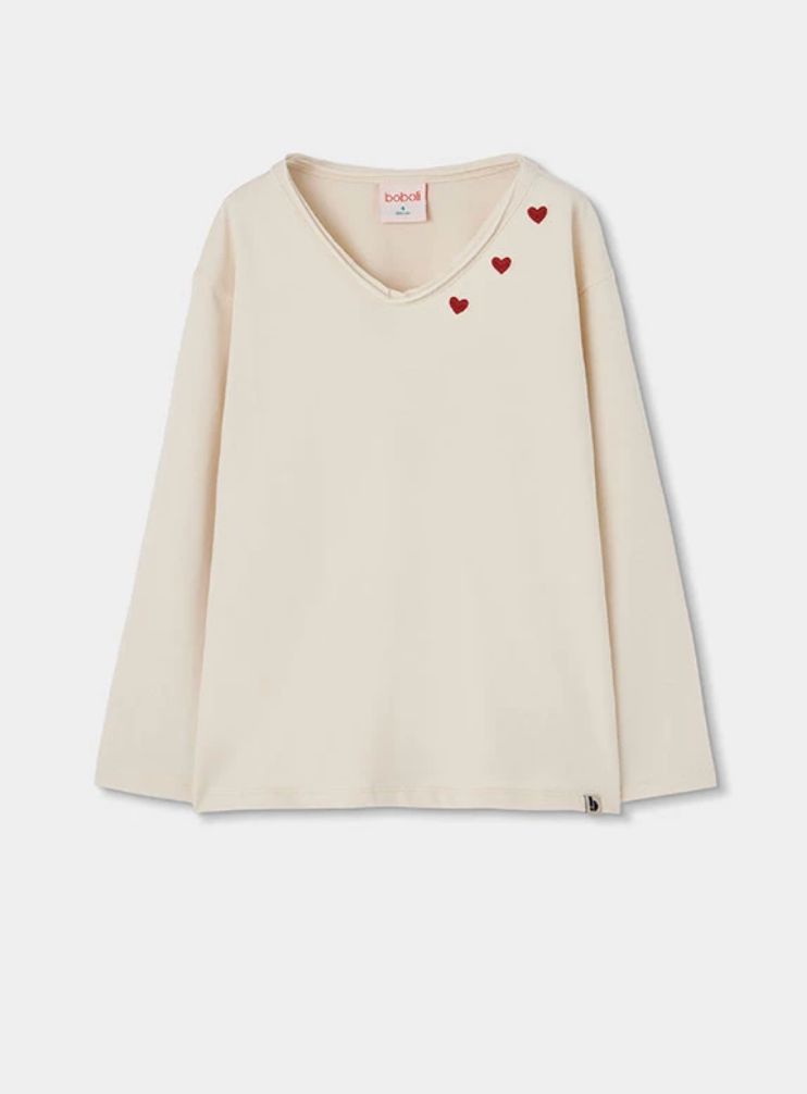 Girls Ecru Knit Top with Hearts | 404031, Size: 6Y
