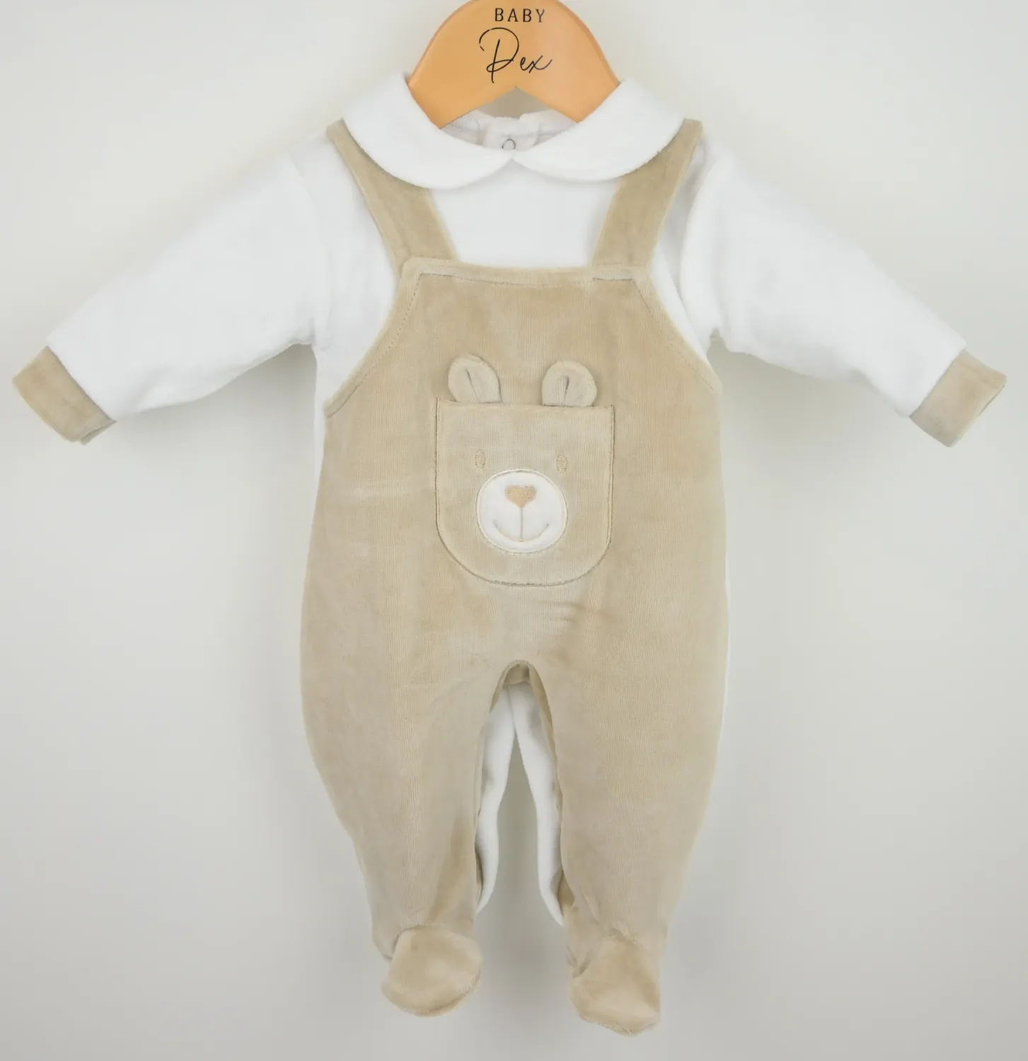 Bear Dungaree Sleepsuit | Natural, Size: Newborn