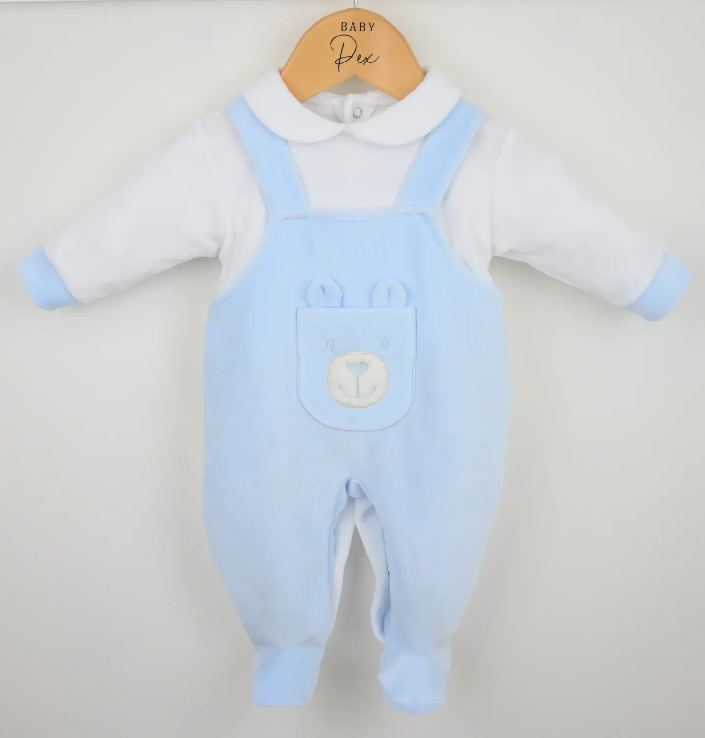 Bear Dungaree Sleepsuit | Blue, Size: Newborn