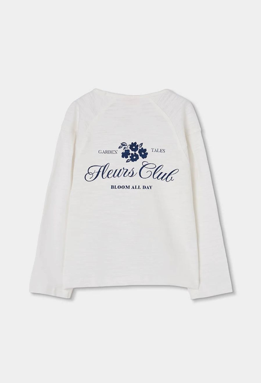 Girls White Floral Print Knitted Top | 414054, Size: 6Y