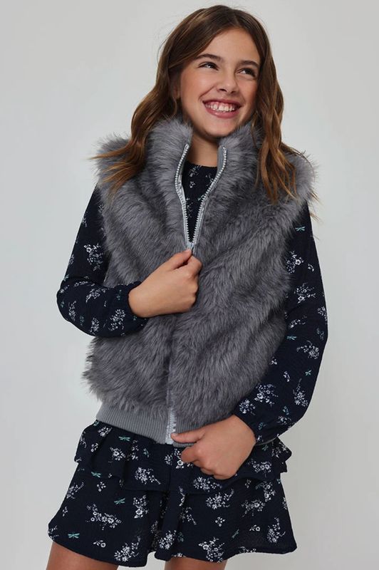 Girls Grey Fur Gilet | 414177