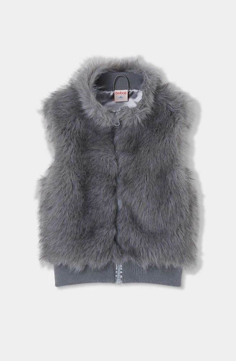 Girls Grey Fur Gilet | 414177, Size: 6Y