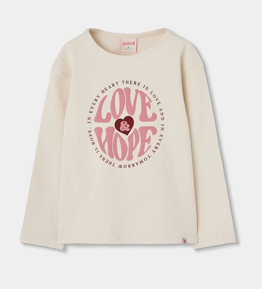 Girls Cream Knitted Top with Love &amp; Hope Print| 424000, Size: 6Y