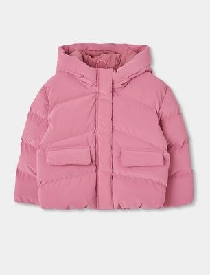 Girls Pink Technical Parka with Hood | 424189