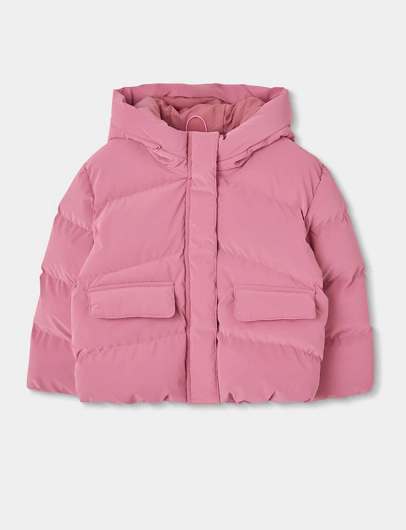 Girls Pink Technical Parka with Hood | 424189, Size: 6Y