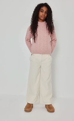 Girls Raw Wide Leg Micro-Corduroy Trousers| 424044