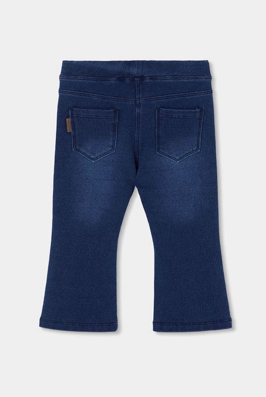 Girls Blue Flared Denim Fleece Trousers | 490766