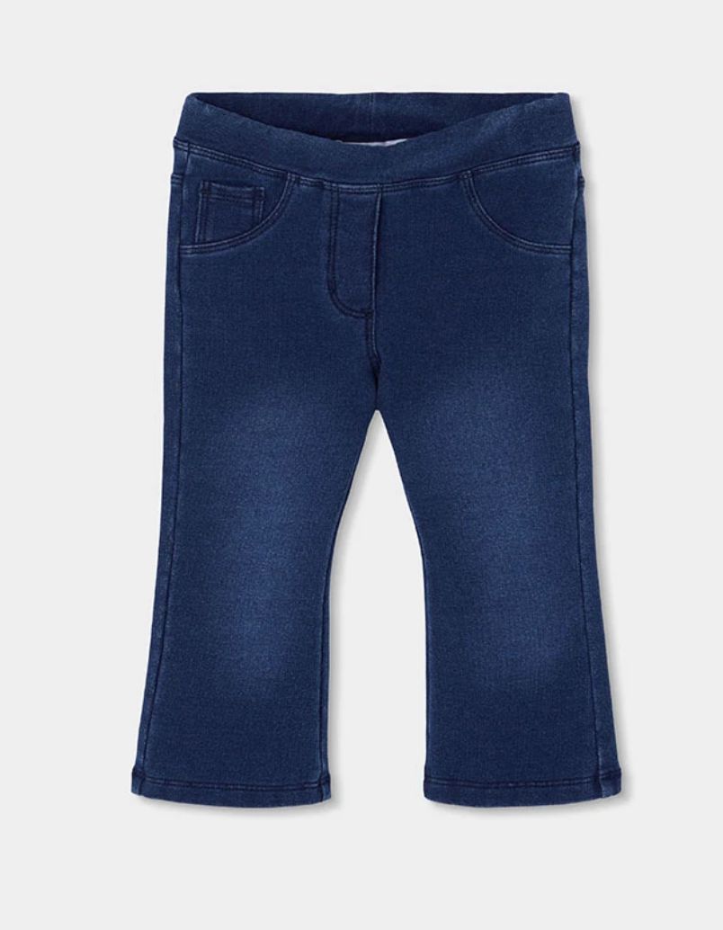 Girls Blue Flared Denim Fleece Trousers | 490766, Size: 2Y