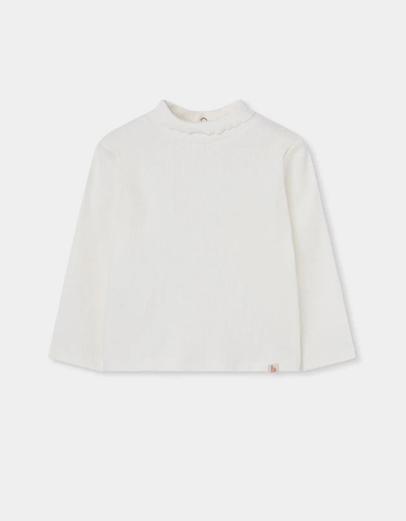 Girls White High-Neck Ribbed Top for Girls| 494074, Size: 2Y