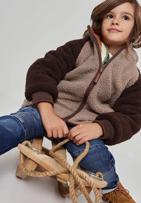 Boys Reversible Brown Technical Knit Parka | 514189