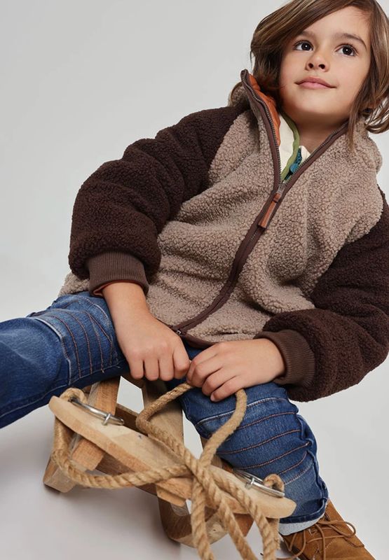 Boys Reversible Brown Technical Knit Parka | 514189