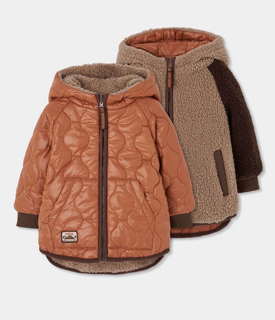 Boys Reversible Brown Technical Knit Parka | 514189, Size: 2Y