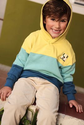 Boys  Colour Block Hooded Fleece Sweatshirt | 524001