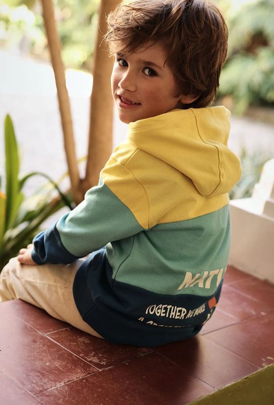 Boys  Colour Block Hooded Fleece Sweatshirt | 524001