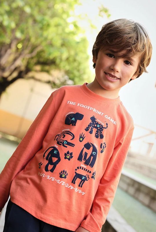 Boys Orange Animal Print Knitted Top | 524078