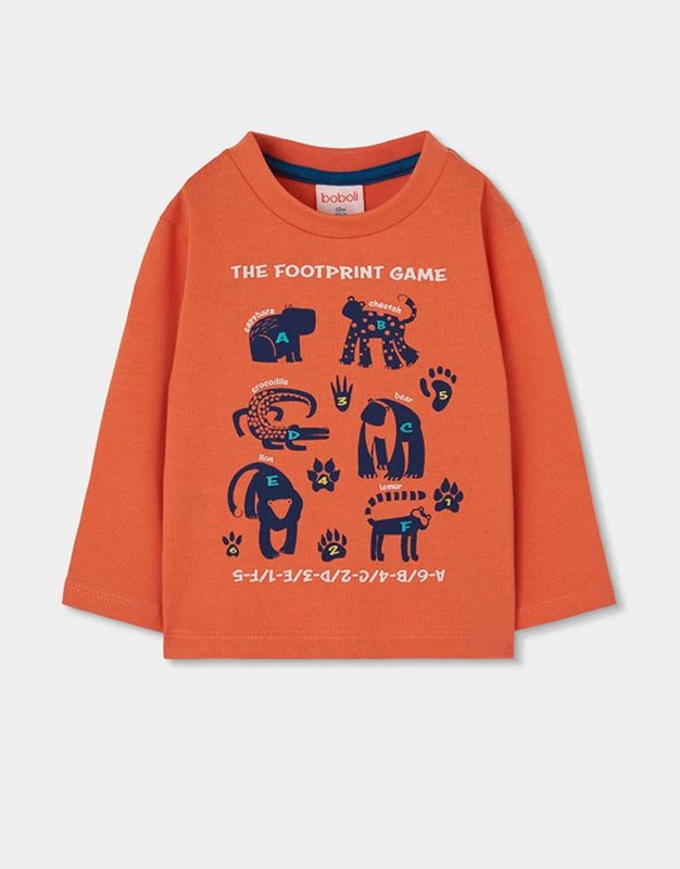 Boys Orange Animal Print Knitted Top | 524078