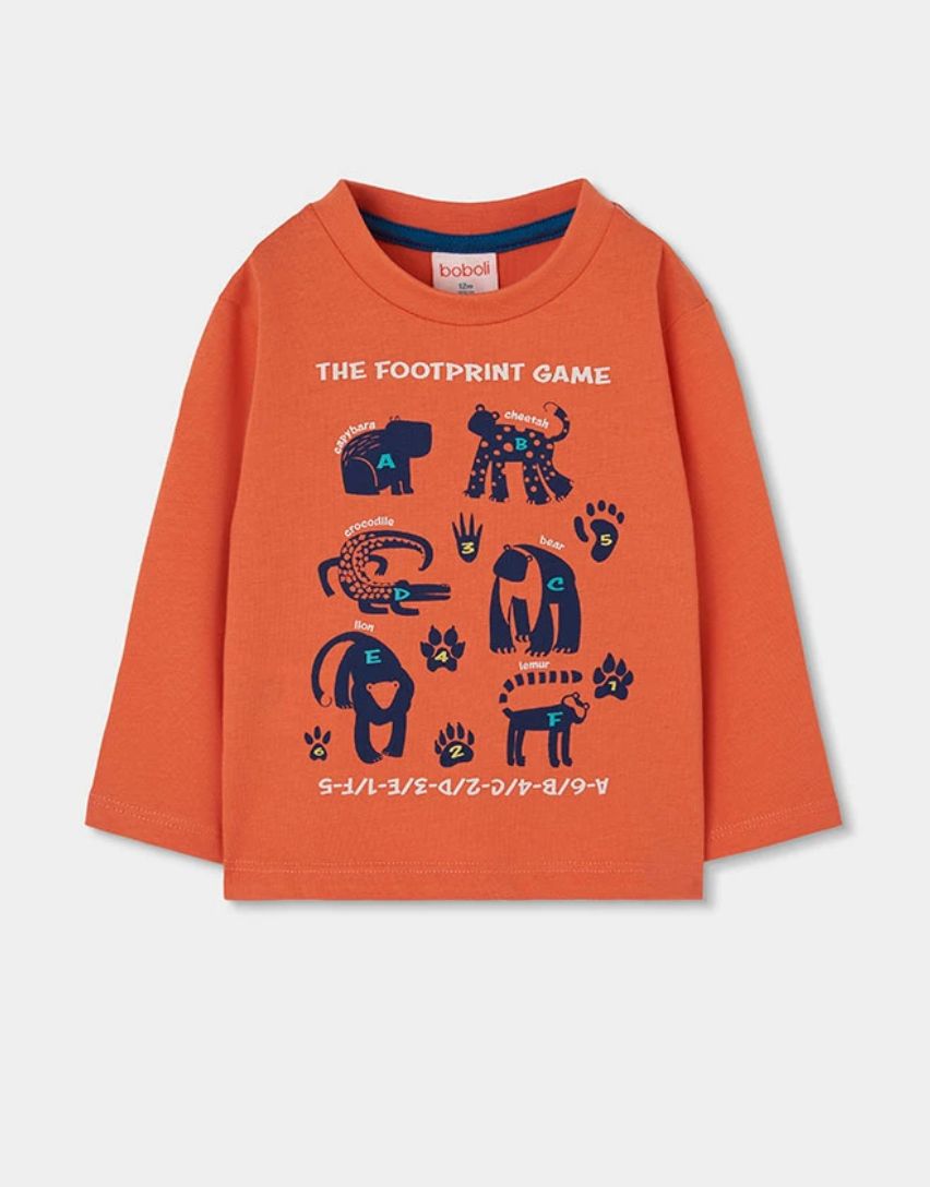 Boys Orange Animal Print Knitted Top | 524078, Size: 2Y